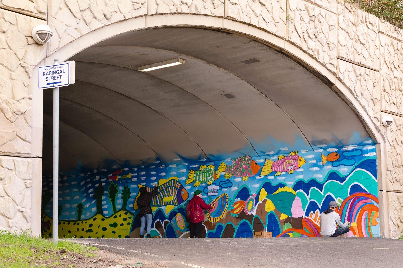 Emily Crockford, Oysters eating rainbows, Karingal Underpass, Kingsgrove 2020 2