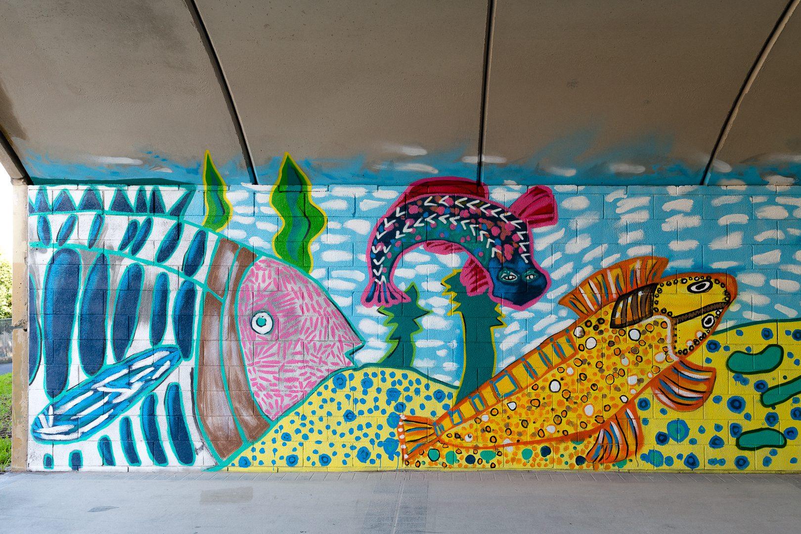 Emily Crockford, Oysters eating rainbows, Karingal Underpass, Kingsgrove 2020 3